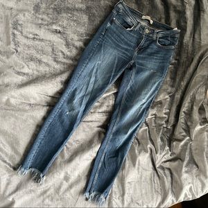Zara mid-rise fringe bottom denim